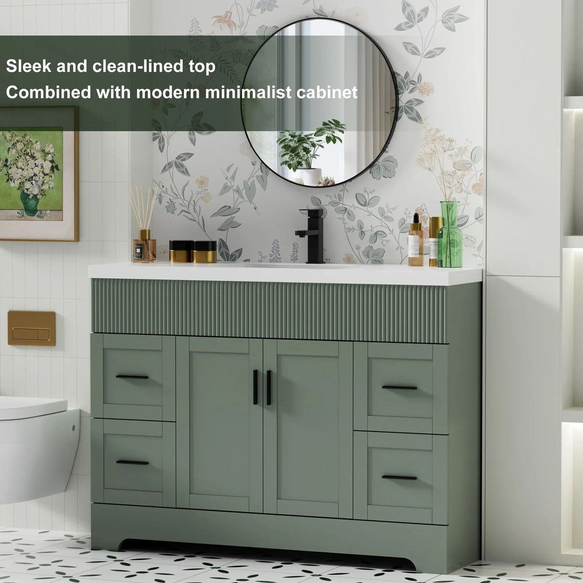 Ensemble meuble-lavabo de salle de bain Wavy Line 30/36/48 avec lavabo et robinet