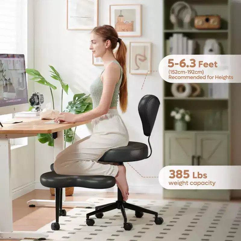 Pinmoco ergonomischer Bürostuhl mit gekreuzten Beinen, höhenverstellbarer Meditationsstuhl, um 360° drehbar, mit Lendenstütze, Arbeits- und Bürostuhl, ADHD-Stuhl