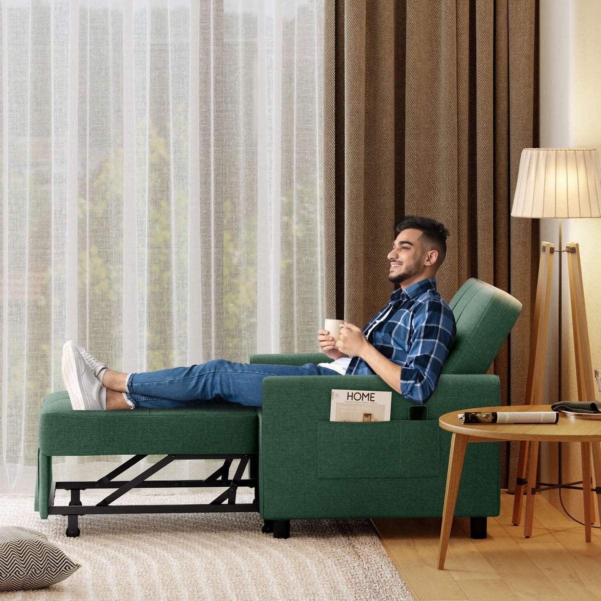 3-in-1-Schlafsofa mit verstellbarer Liegefläche, ausziehbares Sesselsofa, umwandelbares Klappbett fürs Wohnzimmer