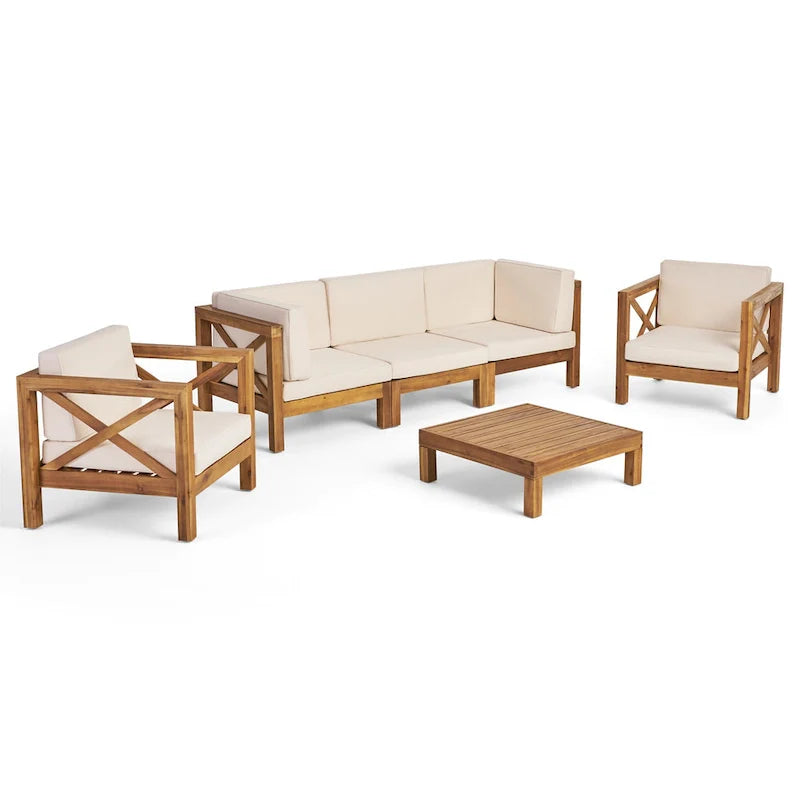 6-delige loungeset van acaciahout voor buiten, Brava, van Christopher Knight Home