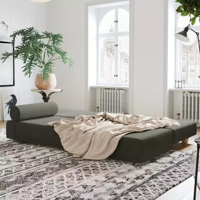 Ligbed / uitklapbaar queensize logeerbed - microfluweel