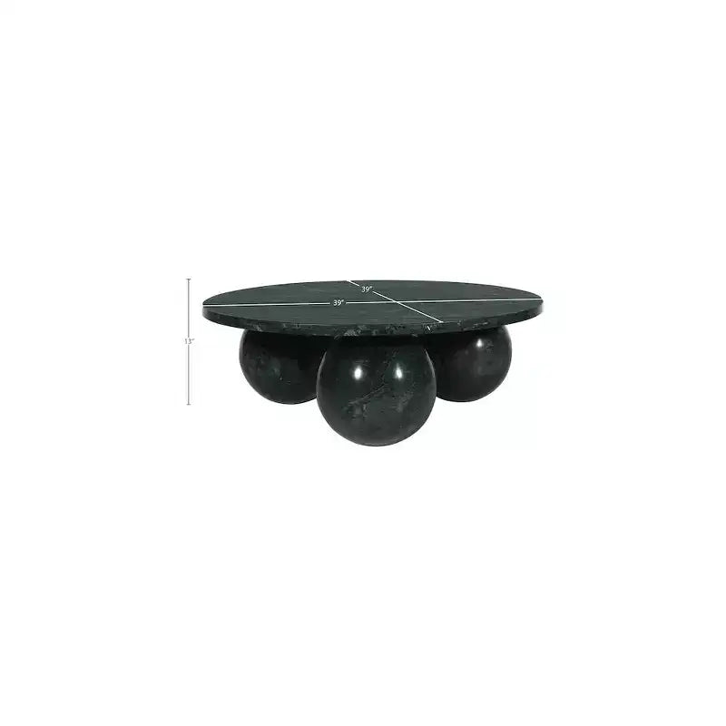 Round Marble Coffee Table with Sphere Legs, Multicolor, Seats 4??