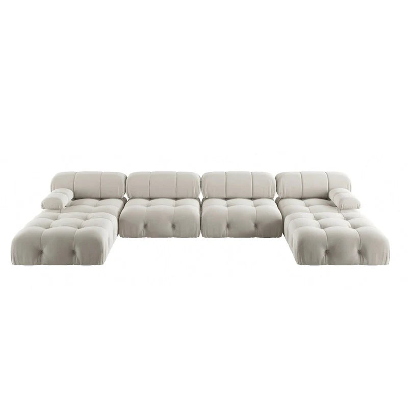138  ombouwbare modulaire hoekbank, U-vormige minimalistische fluwelen banken