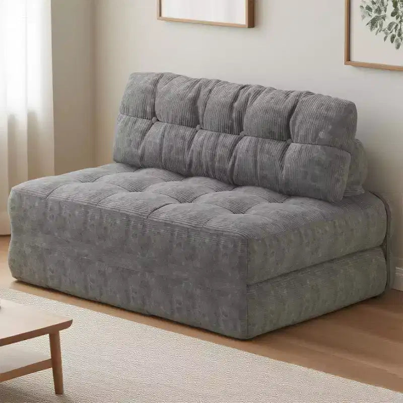 Klappbares Schlafsofa-Futon aus Cord in voller Größe, umwandelbarer Bodenschlafsessel mit Kissen und Rückenstütze