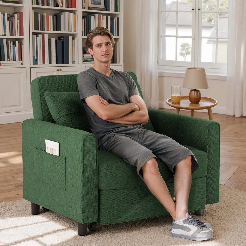 3-in-1-Schlafsofa mit verstellbarer Liegefläche, ausziehbares Sesselsofa, umwandelbares Klappbett fürs Wohnzimmer