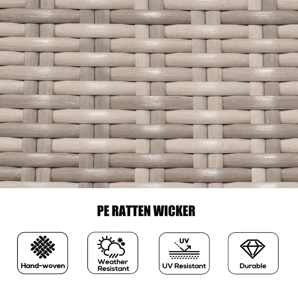 7-delige ronde eethoek voor buiten van gevlochten rotan met kussens van Moda Furnishings