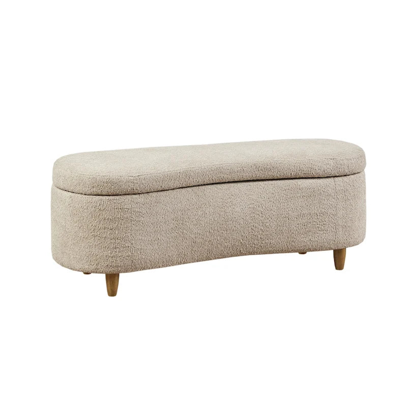 INK+IVY Bailey Stauraumbank in Taupe mit Bouclé-Bezug und Klappdeckel