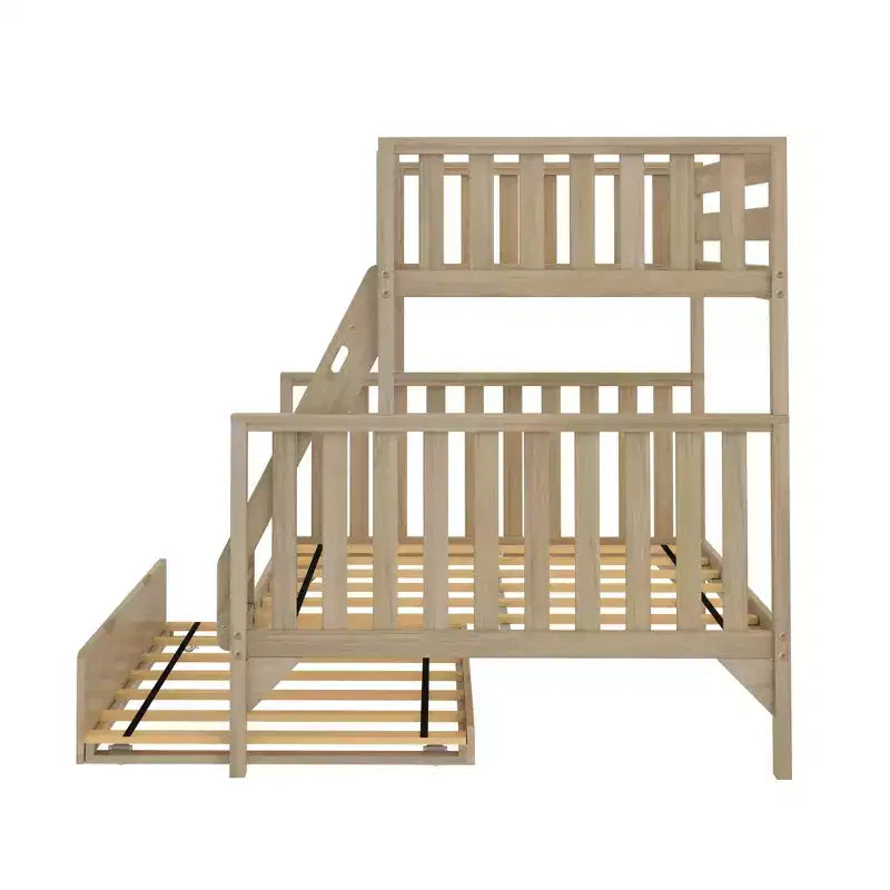 Lit superposé Max & Lily avec lit simple au-dessus d’un lit double et lit gigogne, en bois massif, style scandinave, pour enfants