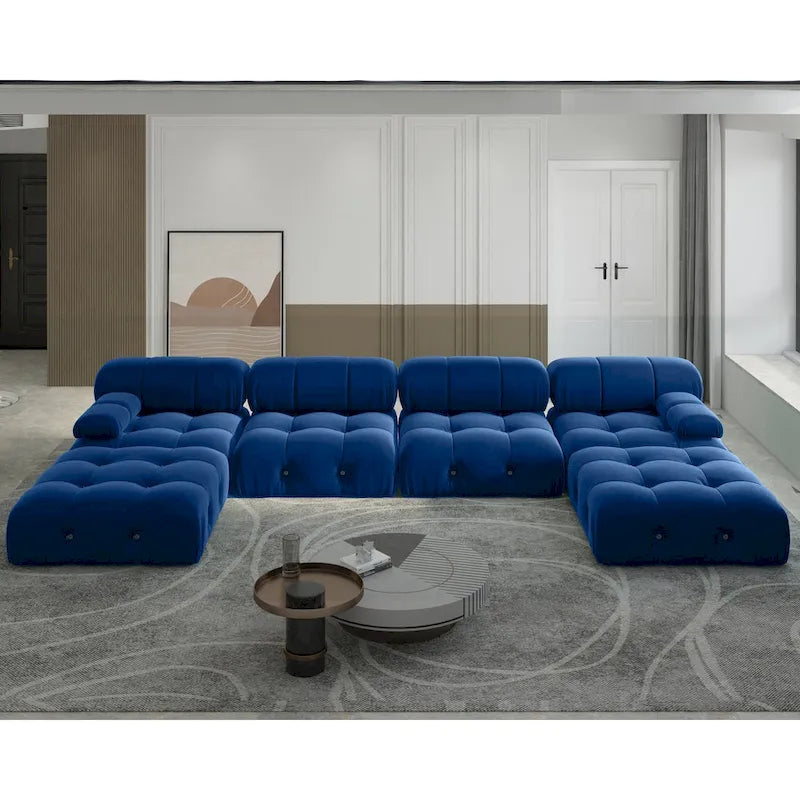 138  ombouwbare modulaire hoekbank, U-vormige minimalistische fluwelen banken