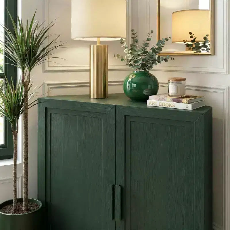 Dovelina hoekvitrinekast met verstelbare planken, dressoir, buffetkast, wijnkast, keuken- en eetkamerkast met houten deuren - 31H x 31W, 36H x 31W