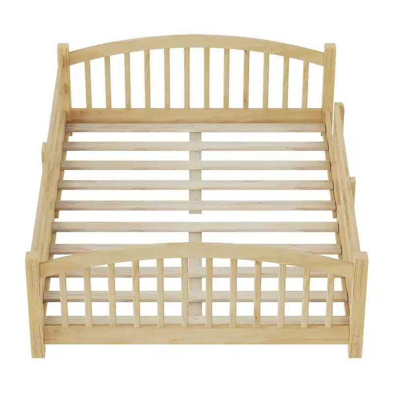 Luxystar Montessori-Bett in Full-Size mit niedrigem Profil, Sicherheitsgittern und Kopfteil