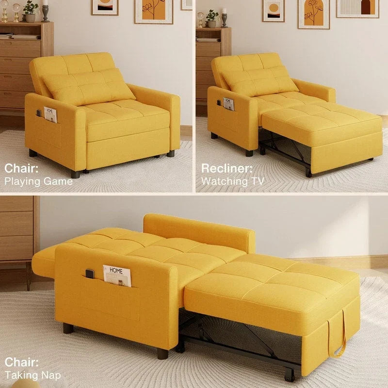 3-in-1-Schlafsofa mit verstellbarer Liegefläche, ausziehbares Sesselsofa, umwandelbares Klappbett fürs Wohnzimmer