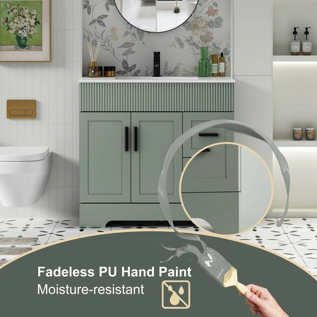 Ensemble meuble-lavabo de salle de bain Wavy Line 30/36/48 avec lavabo et robinet