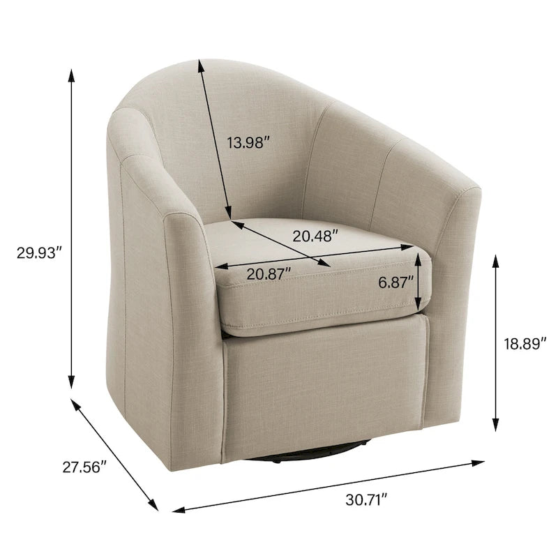 Set aus 2 modernen gepolsterten Dreh-Clubsesseln als Akzentstühle fürs Wohnzimmer