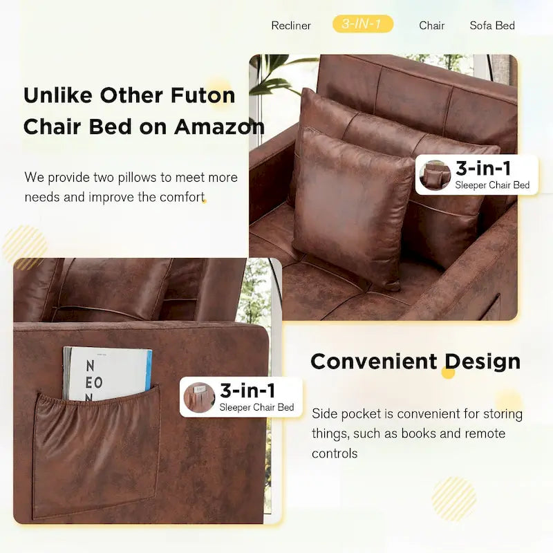 Verstellbarer Schlafsessel, 3-in-1-Funktion, verschiedene Farben, für 1 Person
