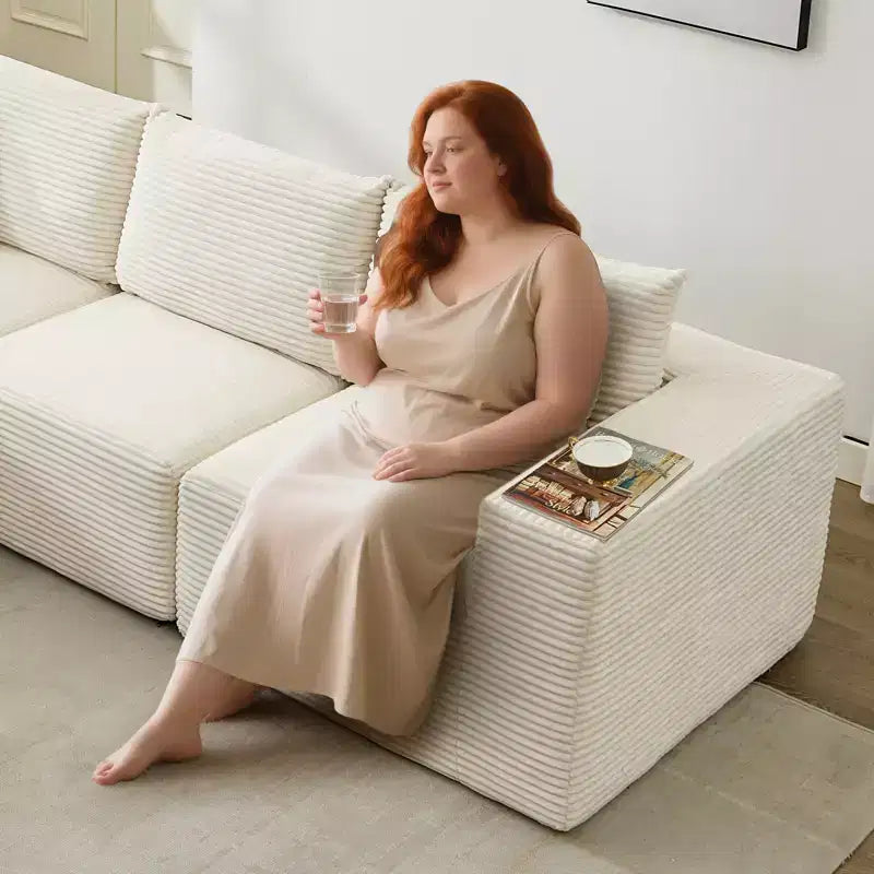 108 Modernes Sofa, 3-Sitzer-Polstersofa in L-Form mit Kissen, Sofa mit tiefer Sitzfläche, keine Montage erforderlich