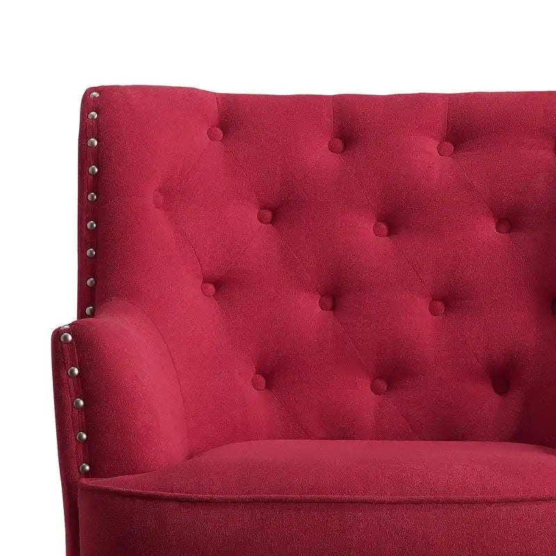 Moser Bay Mignon fluwelen/linnen fauteuil met knopen en hoge rugleuning, 30 breed