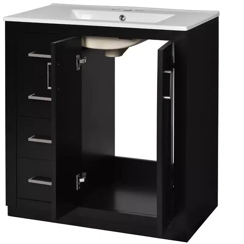 30 Single Sink Bathroom Vanity with Cabinet & 3 Drawers ??Black / Blue / Green / Indigo / White