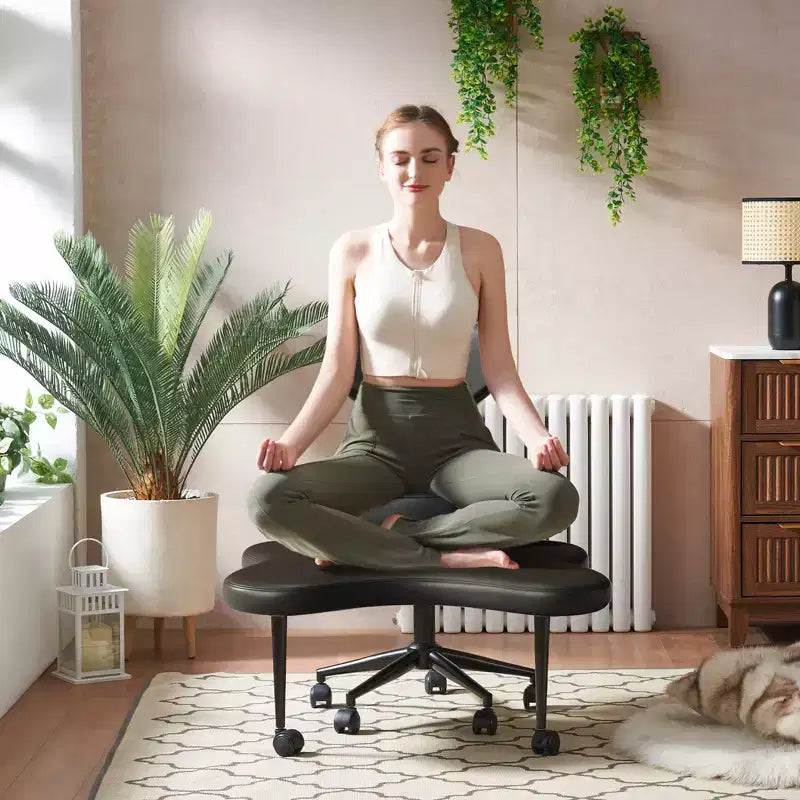 Pinmoco ergonomischer Bürostuhl mit gekreuzten Beinen, höhenverstellbarer Meditationsstuhl, um 360° drehbar, mit Lendenstütze, Arbeits- und Bürostuhl, ADHD-Stuhl