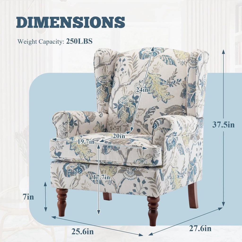 Fauteuil d’appoint moderne Erommy à dossier haut, fauteuil une place en tissu rembourré avec boutons et pieds en bois, pour salon