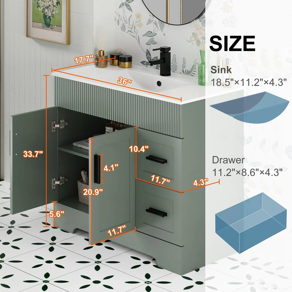 Ensemble meuble-lavabo de salle de bain Wavy Line 30/36/48 avec lavabo et robinet