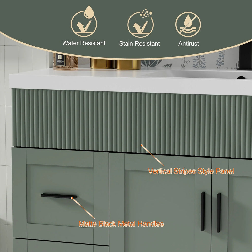 Ensemble meuble-lavabo de salle de bain Wavy Line 30/36/48 avec lavabo et robinet